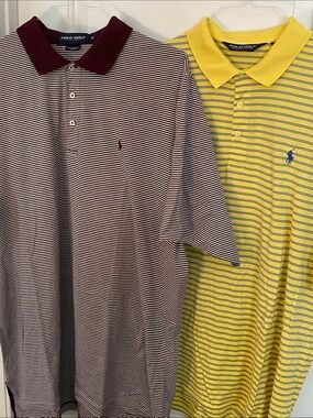 2 Polo Golf Striped Polo Shirts 100% Pima Cotton Size XL